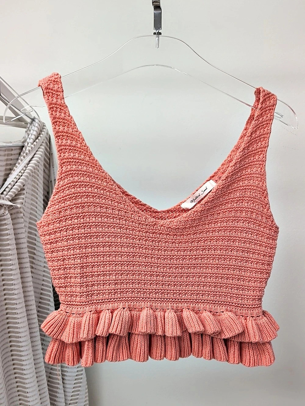Mustard Seed Ruffle Hem Knit Tank in Pink Size Small Like New
